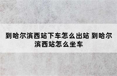 到哈尔滨西站下车怎么出站 到哈尔滨西站怎么坐车